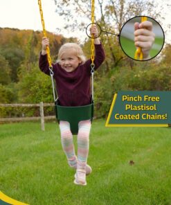 Alternative view of Eastern Jungle Gym Heavy-Duty High Back Full Bucket Toddler Swing Seat | Coated Swing Chains Fully Assembled | Green Swing Set Accessory