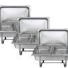 TigerChef Chaffing Dishes Stainless Steel - Chafing Dish Buffet Set - 3 Chafer and Buffet Warmer Sets with Half-Size Pans and Cool-Touch Plastic Handle Full Size with 1/2 Inserts 48 81I5rpnq55L