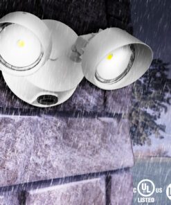 Lithonia Lighting OVFL 2RH 40K 120 PE WH M4 Twin Head Dusk to Dawn Adjustable Outdoor Integrated LED Flood Light, White, 2 Round Gen 1 2 Round Heads 9 81I7cJQXYL