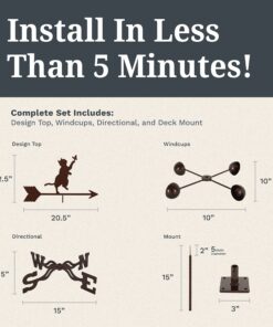 EZ Vane Steel Cat & Butterfly Weathervane 21” Height, Includes Metal Deck Mount, Wind Cups & Brackets | Hand-Crafted and Family-Owned, Made in The USA with Triple Powder Coating, Limited 11 81IAV4eaLBL