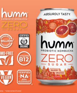 Alternative view of Humm Probiotic Kombucha Zero Sugar Blood Orange - No Refrigeration Needed, Keto-Friendly, Organic, Vegan, Gluten-Free - 12oz Cans (8 Pack) 12 Fl Oz (Pack of 8)