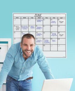 Dry Erase Laminated Jumbo Wall Calendar, Huge 24-inch by36-Inch Size, Monthly Planner for Home Office, Classroom, Large Date Boxes, Reusable Film, Never Folded, Includes 5 Markers, 8 Tacks. I Eraser White 24 x 36 - 1 month 22 81IDohAaQDL