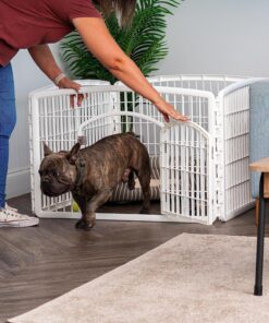 IRIS USA 24-inch Exercise 4-Panel Pet Playpen with Door, White 4 Panel w/ door 33 81IHboyjsuL