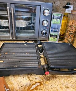 Chefman Panini Press Grill and Gourmet Sandwich Maker Non-Stick Coated Plates, Opens 180 Degrees to Fit Any Type or Size of Food, Stainless Steel Surface and Removable Drip Tray, 4 Slice, Black 32 81IIB9LDEEL