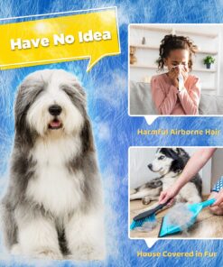 DELOMO Upgrade Pet Grooming Gloves Cat Brushes for Gentle Shedding - Efficient Pets Hair Remover Mittens - Dog Washing Gloves for Long and Short Hair Dogs & Cats & Horses - 1 Pair (Blue) 1A Blue- 1 Pair 34 81IIC54GuTL