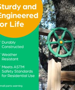 Jungle Gym Kingdom Playground Accessories - Pirate Ship Wheel for Kids Outdoor Playhouse, Treehouse, Backyard Playset Or Swingset - Wooden Attachments Parts (Green) Green Wheel 21 81IIRxUHrPL