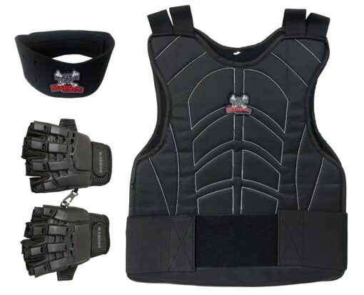 Maddog® Sports Padded Chest Protector, Tactical Half Glove, & Neck Protector Combo Package Black Small / Medium Gloves