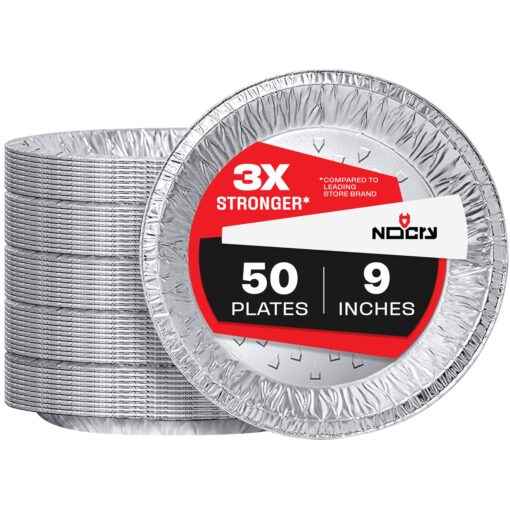 NoCry Premium Disposable Pie Pans (50 Pack) - Foil Aluminum Pie Pans 9 Inch or Disposable Pie Tins for Baking Delicious Pies or Crispy Pie Crusts, a Homemade Tart, or Cake - Perfect 9 Inch Pie Pan