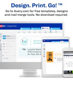 Avery Waterproof Printable Address Labels with Sure Feed, 1" x 2-5/8", White, 1,500 Blank Mailing Labels (5520) 1,500 labels 14 81IKk6sPedL
