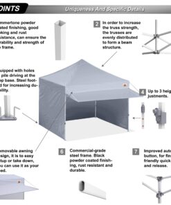 ABCCANOPY Ez Pop up Canopy Tent with Awning and Sidewalls 10x10 Market -Series, Grey Gray 8 81ILPkaASaL