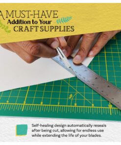 Crafty World 18 x 24 Cutting Mat for Sewing, Self Healing Double Sided Quilting Crafts Mat - Fabric Cutting Mat - Non Slip surface - Rotary Cutting Board A2-18x24 Green 26 81INK413jbL