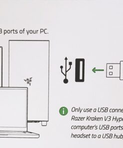 Razer Kraken V3 HyperSense Wired USB Gaming Headset w/Haptic Technology: Triforce Titanium 50mm Drivers - THX Spatial Audio - Hybrid Fabric & Leatherette Memory Foam Cushions - Detachable Mic 94 81INX1XQ0XL