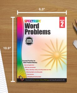 Spectrum Math Word Problems Grade 2, Ages 7 to 8, 2nd Grade Math Word Problems, Addition, Subtraction, Reading, and Writing Numbers to 100, Multi-Step ... Time, Money - 128 Pages Workbook (Volume 103) 14 81INqu4in6L