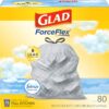 Glad ForceFlex Tall Kitchen Drawstring Trash Bags, 13 Gallon, Fresh Clean Febreze, 80 Count, Package May Vary 80 Count (Pack of 1) 14 81IOZVyzytL
