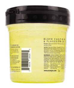 Eco Style Black Castor and Flaxseed Oil Styling Gel - Helps Nourish and Repair Damaged Hair - Promotes Healthy Scalp - Provides Superior and Weightless Hold - Delivers Long Lasting Shine - 8 oz Clean Scent 8 Ounce (Pack of 1) 20 81IOjss UfL