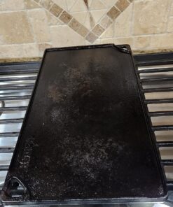 Lodge LDP3 Cast Iron Rectangular Reversible Grill/Griddle, 9.5-inch x 16.75-inch, Black 16.75 Inch Double Burner 42 81IPHHmDzoL