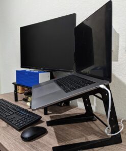 Pyle Portable Adjustable Laptop Stand - 6.3 to 10.9 Inch Anti-Slip Standing Table Monitor or Computer Desk Workstation Riser with Level Height Alignment for DJ, PC, Gaming, Home or Office - PLPTS25 52 81IPPmyO2FL