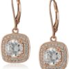 Amazon Collection Sterling Silver or Gold Plated Cubic Zirconia Halo Set Lever-Back Drop Earrings Rose Gold 24 81IQXsPlz8L