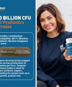 Dr. Tobias Probiotics 30 Billion, 10 Strains, 30 Billion CFU's, Targeted Release Probiotics for Digestive Health, Shelf-Stable Probiotics for Women & Men, Non-GMO, 30 Capsules, 30 Servings 30 Count (Pack of 1) 15 81ITC60LmhL