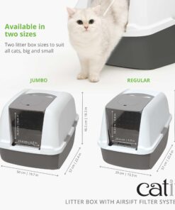 Catit Airsift Jumbo Hooded Cat Litter Pan, Warm Gray - Privacy and Easy Access for Cleaning - Ideal for Larger Cat Breeds or Multiple Cat Households 28 81ITECAnM9L