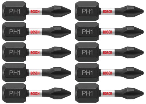 BOSCH ITPH1105 5-Pack 1 In. Phillips #1 Impact Tough Screwdriving Insert Bits 1 In.