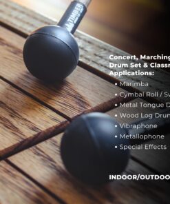 Percussion Mallet (Pair) Mallets for Keyboard Music and Tongue Drum, Soft Rubber Heads –– MADE IN U.S.A. –– Stained Solid Birch Handles Soft Black Single Pair 18 81IU5 cIyuL