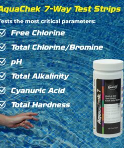 AquaChek 7-Way Pool and Spa Test Strips - Silver Pool Test Strips For pH, Total Chlorine, Free Chlorine, Bromine, Alkalinity, Total Hardness, and Cyanuric Acid - Water Quality Testing Kit (100 Strips) 1-Pack test strip 27 81IVdHJUieL