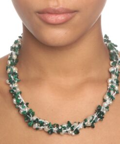 HinsonGayle 4-Strand Handwoven Gemstone & Freshwater Cultured Pearl Necklace Aquamarine Lt Blue 11 81IWKNVYDlL