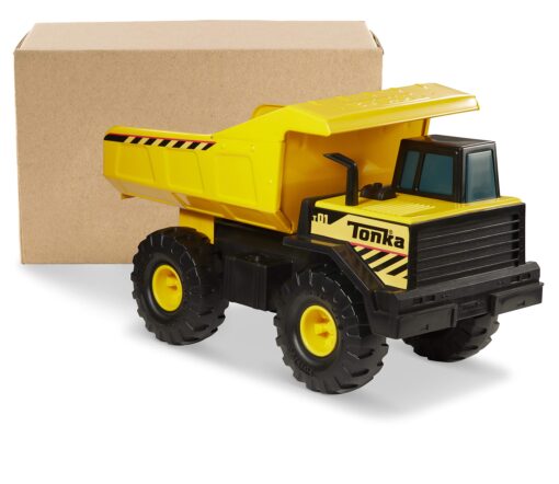 Funrise Tonka Steel Mighty Dump Truck, Yellow, Black, 10.25" x 16.75" x 7.75" (902050AZ01) Single Frustration-Free Packaging