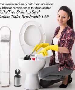 ToiletTree Products Toilet Brush with Lid - Sleek Toilet Bowl Brush and Holder - Toilet Scrubber Brush Set with Heavy-Weight Base - Lidded Toilet Bowl Cleaner Brush and Holder - Chrome Stainless Steel 31 81IYI7yKYQL