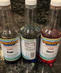 Hawaiian Shaved Ice Syrup Assortment, 3 - 16oz Bottles Of The Most Popular Flavors: Cherry, Grape, Blue Raspberry. Perfect For Shaved ice, Snow Cones, Sodas, Ice Pops, and Slushies. Allergy-friendly 16 Fl Oz (Pack of 3) 20 81IZVHsS5FL