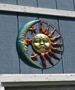 Collections Etc Artistic Sun and Moon Metal Wall Art for Indoors or Outdoors with Rustic Finish, Brown 27 81IaobwYdaL