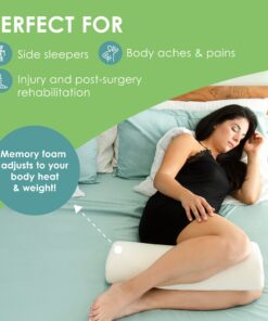 Cushy Form Bolster Pillow for Lumbar and Leg Support - 20.5 x 8 x 4.5 Inches Half Moon Memory Foam Cushion for Stomach, Back & Side Sleepers - Roll Pillows for Back and Neck w/Washable Cover Semi Roll - 4.5" 43 81IbisEPlBL 3