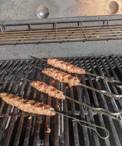 BearMoo Kabob Skewers 17" Stainless Steel BBQ Barbecue Skewers 7/20" Flat Metal Grilling Skewers Set, Reusable BBQ Sticks (Set of 12 +1 X Handy Storage) 12pcs 40 81IcA9jJdL