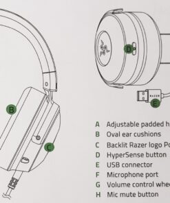 Razer Kraken V3 HyperSense Wired USB Gaming Headset w/Haptic Technology: Triforce Titanium 50mm Drivers - THX Spatial Audio - Hybrid Fabric & Leatherette Memory Foam Cushions - Detachable Mic 95 81IcRNsLdDL