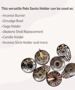 Luna Sundara Authentic Peru Pottery Palo Santo Stick Holder and Incense Holder Includes 5 Palo Santo Sticks Handmade Ceramic Smudge Bowl Sage Holder Palo Santo Holder (Black and White) Black and White 32 81IclzXAEL