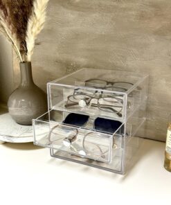 iDesign Plastic Divided 3-Drawer Vanity & Countertop Organizer – 7" x 6.5" x 6.5”, Clear 3 Drawer 47 81IeSyc6uDL