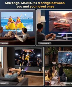 Projector wtih WiFi and Bluetooth 4K Supported - 680ANSI Outdoor Movie Native 1080P Projector with 300" Display & Zoom, MaxAngel Portable Home Theater Video Projector for Phone,TV Stick, PS5, Laptop black 30 81IgY1QJbCL