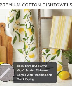 DII Cotton Dish Towel Set Damask Print, 18x28, Black, 2 Count 18x28" 21 81Igzuxl xL 1