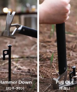 Azarxis Camping Tent Stake Metal Tent Peg with Hook and Tip Cover Heavy Duty Unbreakable for Tarp Canopy Hiking Picnic Beach Garden with Storage Bag #03 Black - Steel - 6 Pack 11.81" 10 81Ij4LFRpFL 1