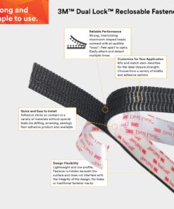 3M Dual Lock Reclosable Fasteners Heavy Duty Industrial Use Black TB3550 1" x 10 ft Mated Strip Indoor/Outdoor Use Great for Metal, Glass, Acrylic, PC, ABS 13 81IkWBag4xL