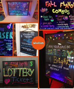 Woodsam Dry Erase Led Board - 16" x 12" Erasable Neon Writing Message Drawing Sign Board with 2 Liquid Chalk Markers for Home/Shop #1 16" X 12" 22 81IknxXm4qL