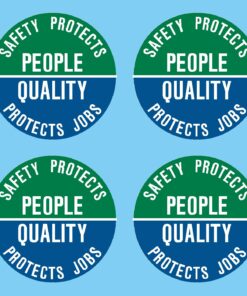 Safety Protects People Quality Protects Jobs Hat Hardhat Decal Sticker Placard 2 inch W X 2 inch H - Sold in Package of 4 4 81Im3gg59ML