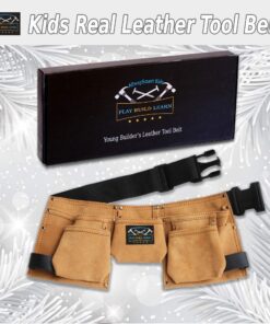 Real Leather Kids Tool Belt for Kids Woodworking Children Carpentry Carpenter Tool Apron for Boys and Girls Young Builders Gift Fits Waist Size 21 to 28 inches 9 81IoLzicHDL