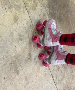 Roller Derby Firestar Youth Skates for Girls, Boys, Beginners, Kids White/Pink Size 3 21 81IqBAUGTDL