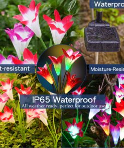TONULAX Solar Garden Lights Outdoor - New Upgraded, Multi-Color Changing Lily Solar Lights for Patio,Yard Decoration, Bigger Flower and Wider Solar Panel (2 Pack,Purple and Red) 2 Pack 27 81IraDRX12S