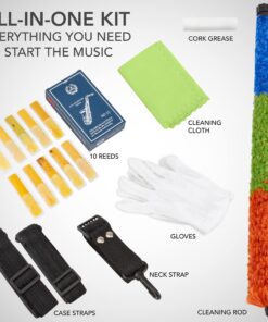 LyxJam Alto Saxophone E Flat Brass Sax Kit, Professional Sound, Complete Accessories, Ideal for All Players, Includes Hard Case, 10 Extra Reeds, Strap, Gloves, Cleaning Kit & More, Antique Red Finish 9 81Is0vpuV2L