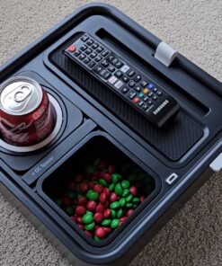 CouchConsole Original Tray - Drinks & Snacks Sofa Caddy with Armrest, Table with Phone Stand- TV Remote Control Storage and Organizer - for Living Rooms, RV, and Cars, Black/Gray Black and Gray 31 81ItqFlty6L