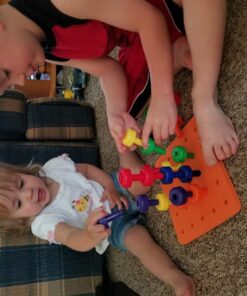 Skoolzy Montessori Sensory Pegboard 33 Piece Set - Develop Sensory Play Occupational Therapy STEM Learning Educational Toys for Kids 2+ - Includes Foam Board, Lacing String, Dice, Storage Bag, eBook Peg Set with Foam Board 51 81Iu h3ehXL