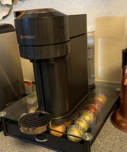 DecoBrothers Crystal Tempered Glass Vertuo Pod Holder Drawer, 24 Large or 48 Small Nespresso Capsule Organizer 48 pcs Capacity Black 35 81IuSBUqmL